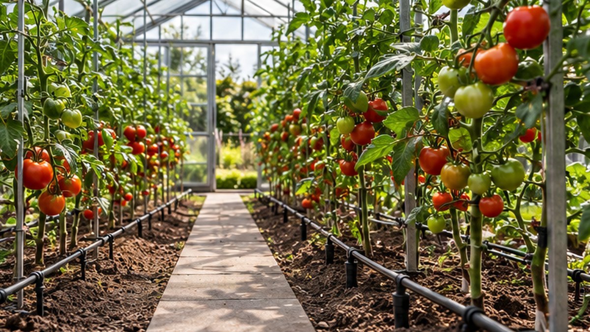 KI-generiertes Anwendungsbild: Gewächshaus-Bewässerung