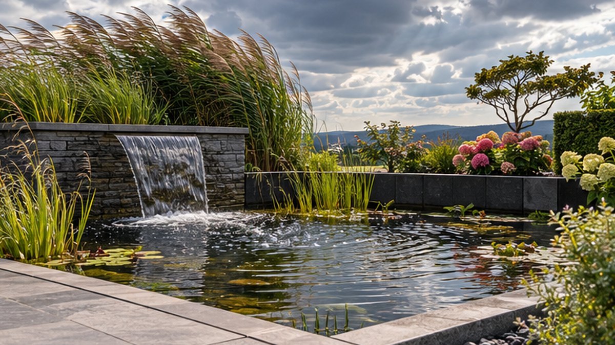 KI-generiertes Anwendungsbild: Springbrunnen bei Wind abschalten