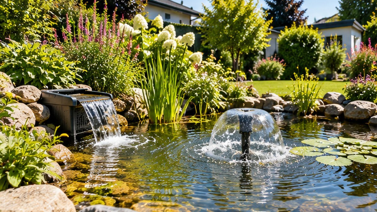 KI-generiertes Anwendungsbild: Teich- oder Gartenpumpe nach Zeitplan