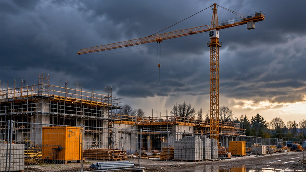 KI-generiertes Anwendungsbild: Wetterampel auf Baustellen