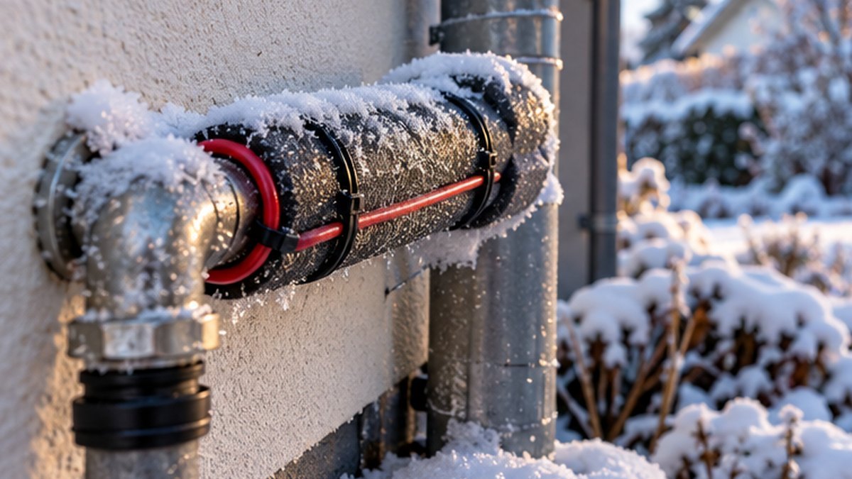 KI-generiertes Anwendungsbild: Rohrbegleitheizung bei Frost freigeben